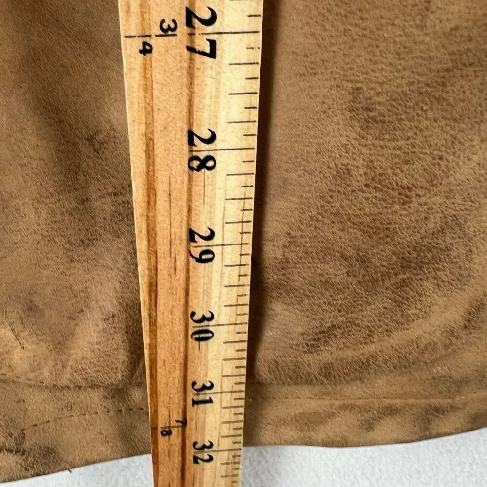 Orvis Mens Leather Field Coat L Tan Brown Barn Jacket Quilted Lined Vintage